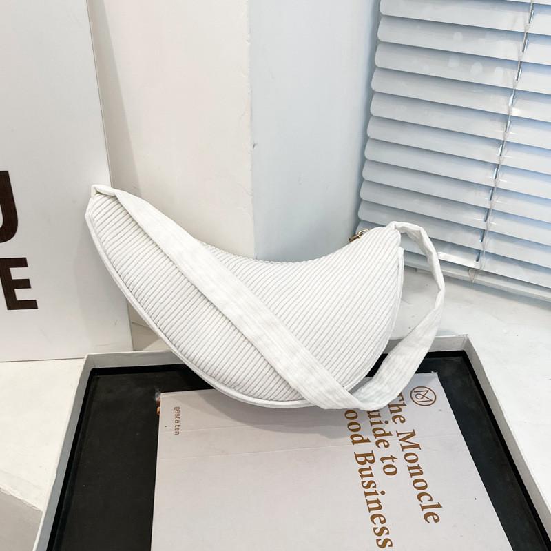 Стильная корейская вельветовая сумка под мышку 2024 года, легкая повседневная сумка-слинг на плечо для женщин White