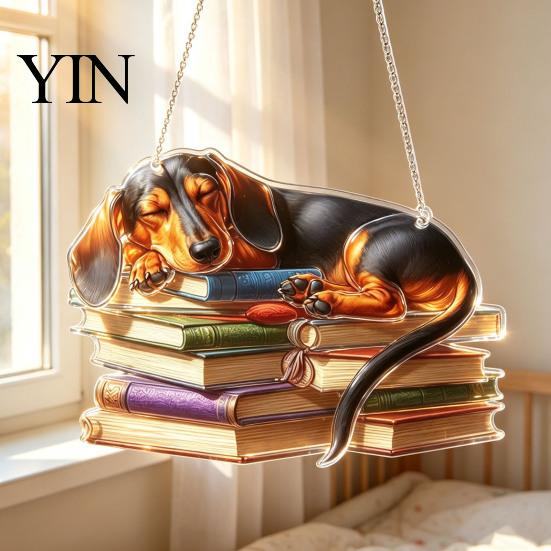 Einzigartiges Geschenk für Freunde Dackel Hängendes Ornament, Acryl Fenster Sonnenfänger, Niedliche Fänger Dekoration Fenster Hund Haus Zimmer Dekor, Veranda