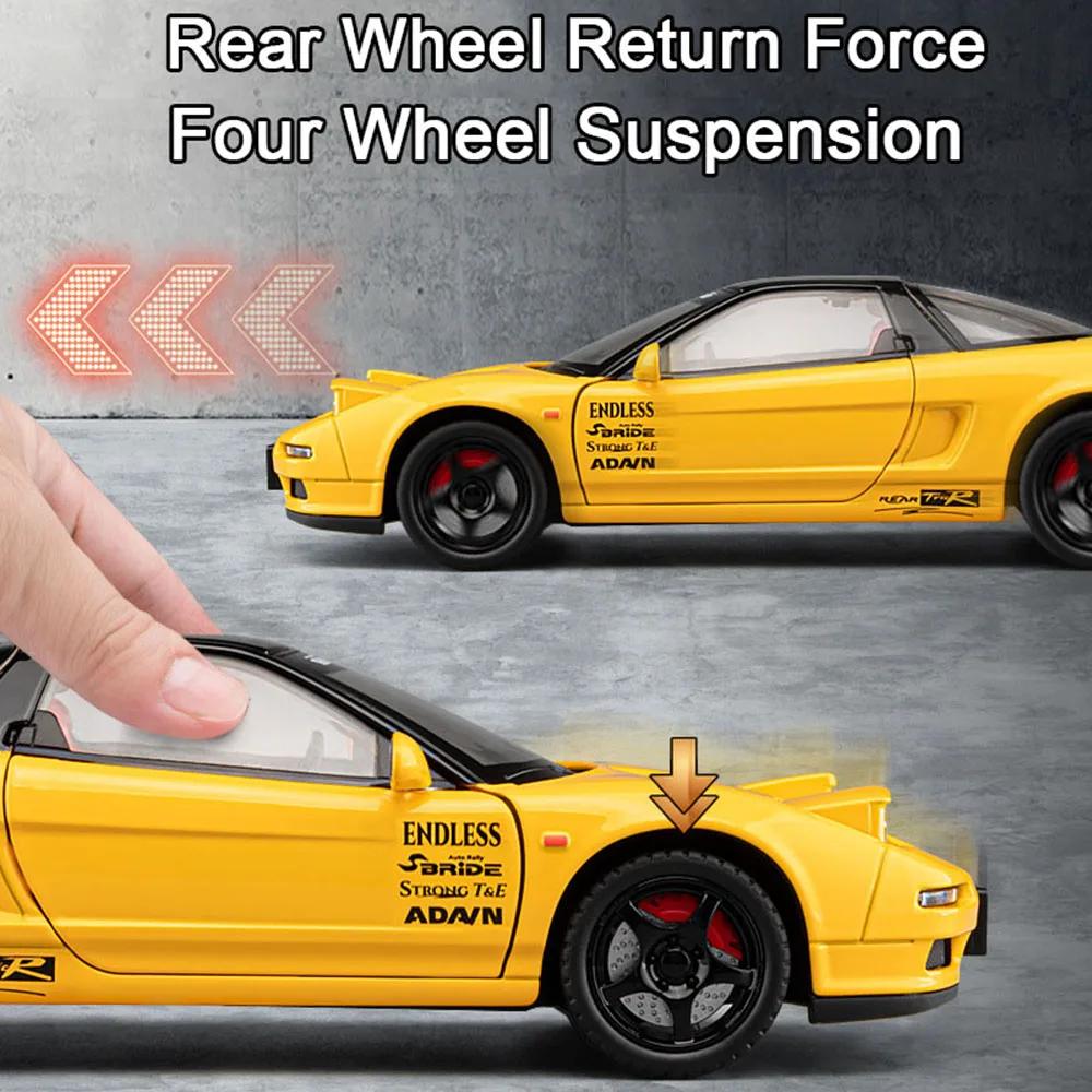 New 1:22 Honda Acura NSX NA1 Alloy Supercar Model Toys Diecast Miniature Vehices Doors Opened Sound Light Pull Back Collection Gifts