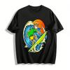 Summer Surf Guy Print Tee American Street Style Surf Themed T-Shirt Pure Cotton T-shirt
