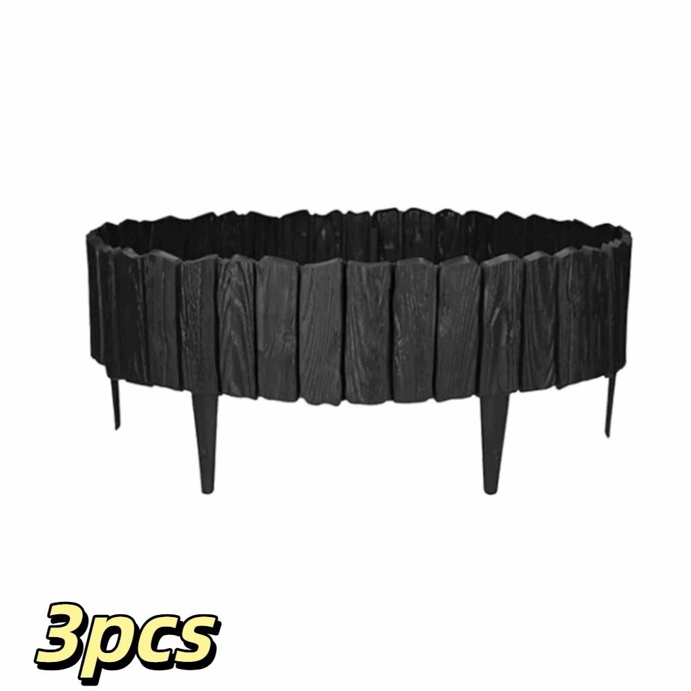 3pcs Imitation Stone Texture Garden Edging Border Interlocking Design Interlocking Fence Yard Patio