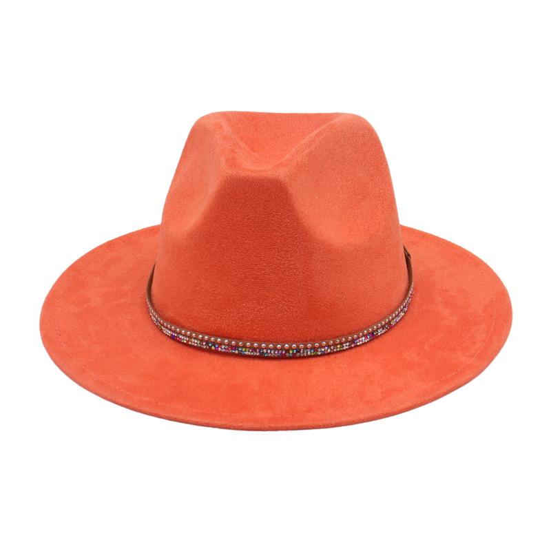 Diamond Flat-Brimmed Shade Men'S And Women'S Suede Hats Western Cowboy Hats Jazz Top Hats