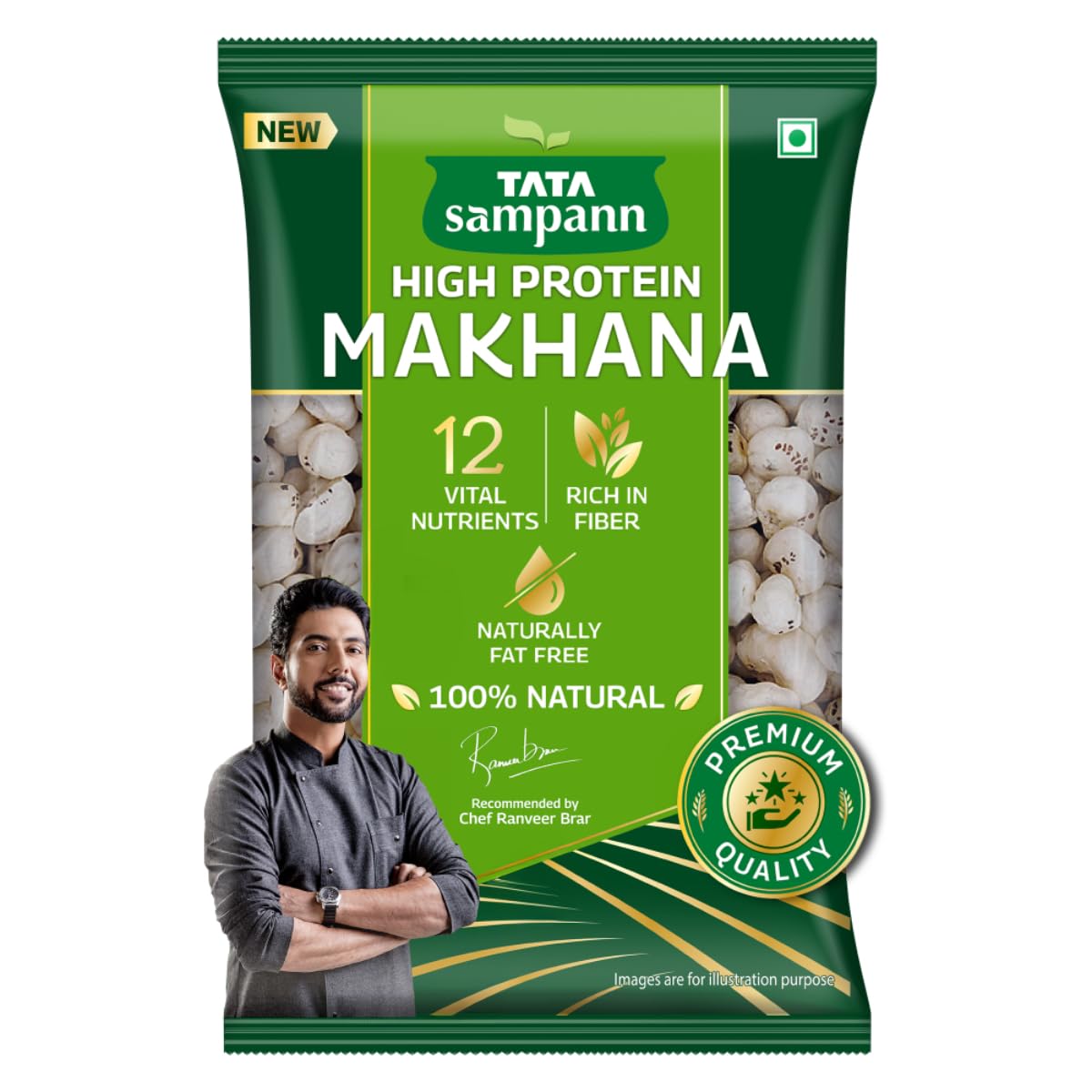 

Tata Sampann High Protein Natural Makhana 200 g Pack Healthy Crunchy Snack For Daily Guilt Free Eating