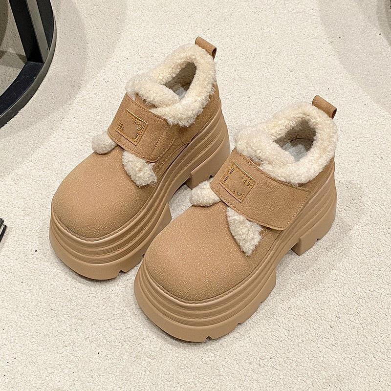 New velvet thick-soled winter heightening small fluffy shoes thickened warm cotton shoes