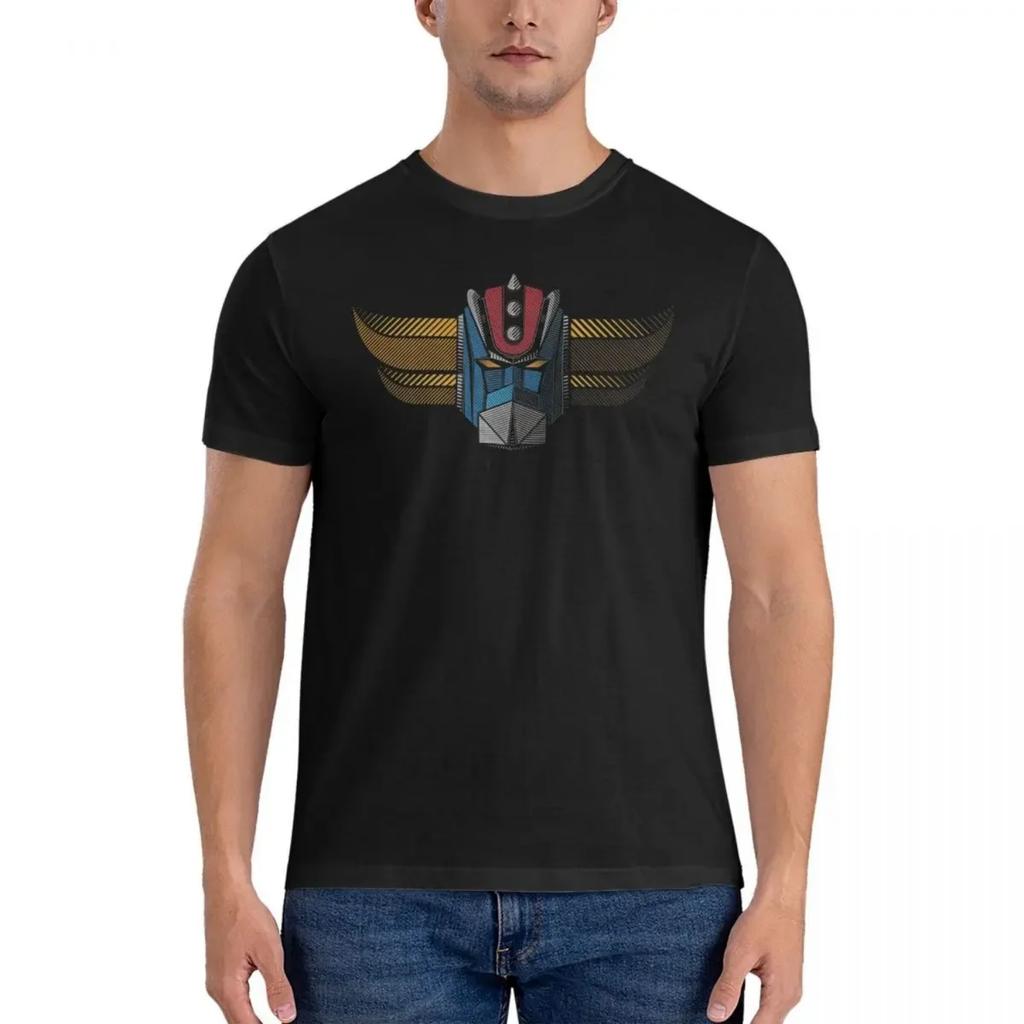 Men's 091B Grendizer Wide T Shirts Goldorak 100% Cotton Clothes Vintage Short Sleeve Crewneck Tees Graphic Printed T-Shirts