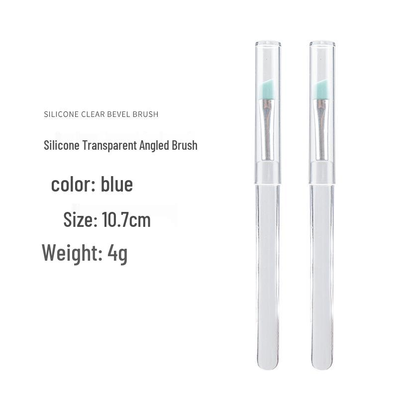 

Silicone Angled Lip & Eyeshadow Brush Set - Portable, Dustproof, Transparent Cover синій