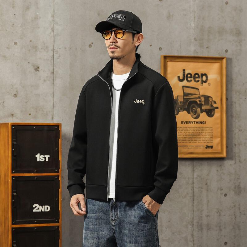 JEEP Men's Casual Stand Collar Cardigan Sweatshirt