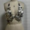 Sequins Crystal Tassels Halterneck Bra Crop Top Body Chain Camisole for Women Nightclub Festival Bikini Body Jewelry