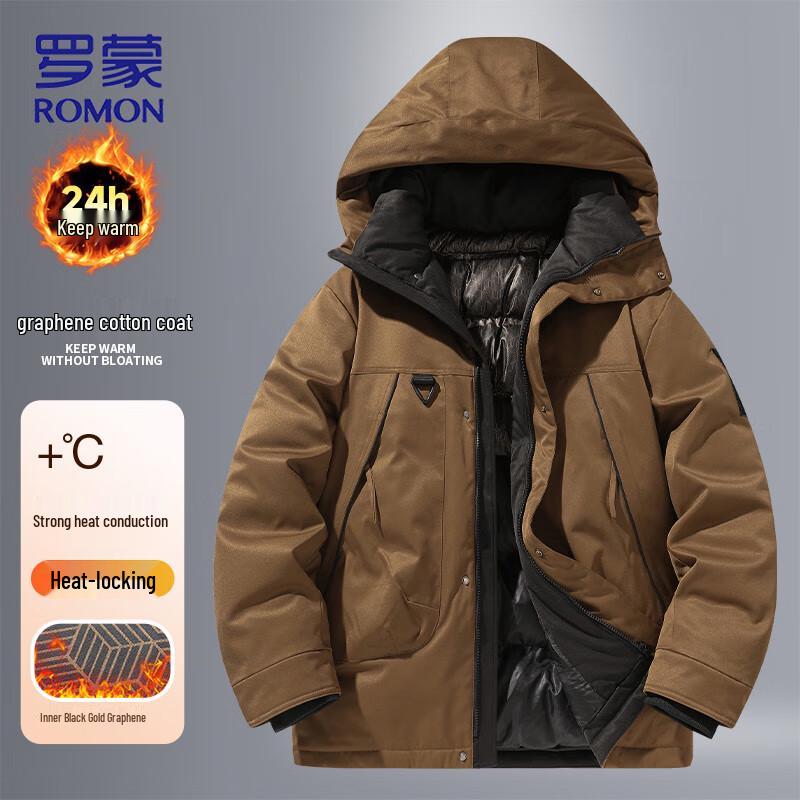 Romon Men s Graphene Hooded Winter Cotton Jacket 3XL