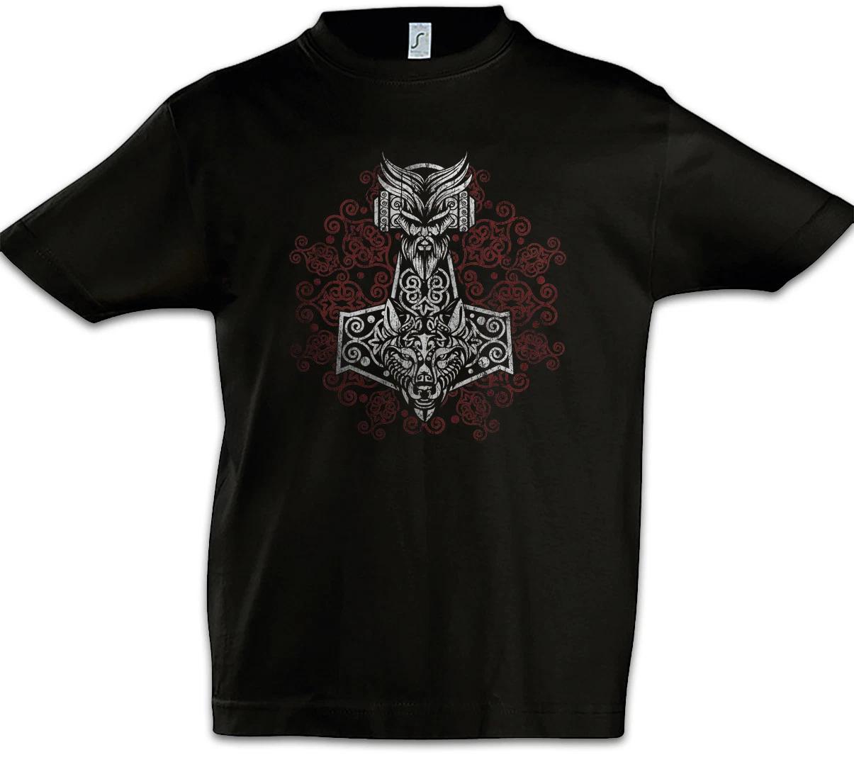 Thors Hammer Ornaments Boys kids boys T-Shirt Odhins Horse Odin Valhalla Viking Vikings 150
