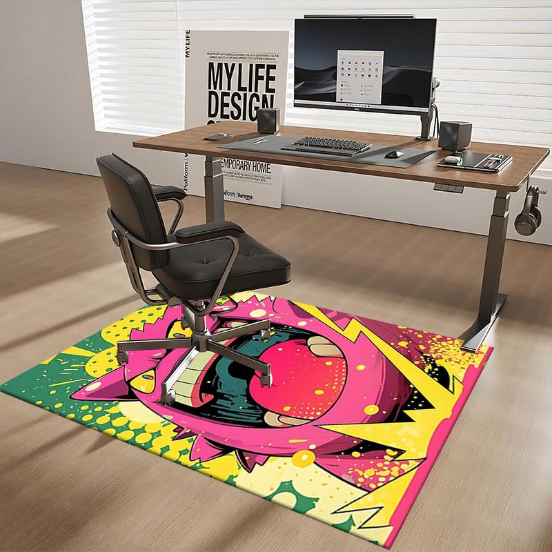 1pc Anime Cat Chair Mat - Cartoon Design Office Rug, Non-Slip Carpet for Desk, Anime Gift Idea, Suitable for Home Decor, Living Room, Bedroom, Game Ro