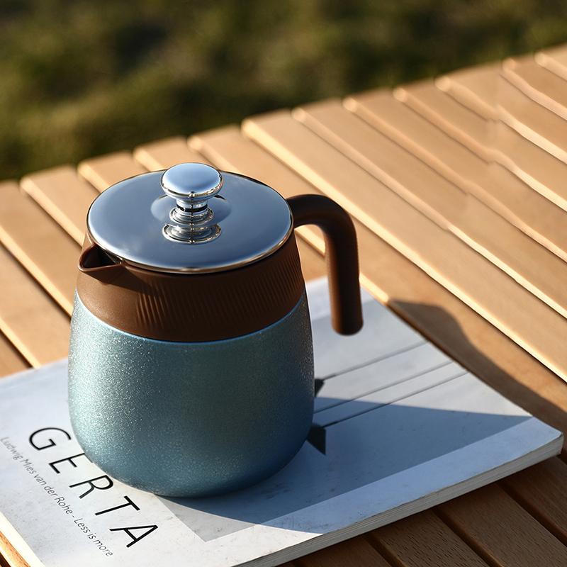 New High-end Titanium-coated Thermos Kettle, Tea And Water Separation Teapot, Large-capacity Coffee Pot With Handle