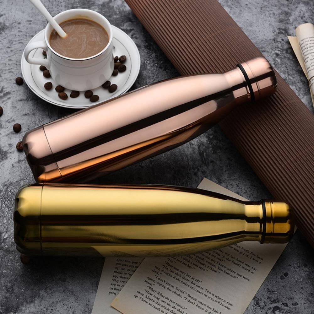 500ml Electroplated Gradient 304 Stainless Steel Water Bottle, UV Plating Cola Shape Vacuum Insulated Sports Flask