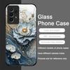 Elegante Lotus-Blumenmuster-Handyhülle aus gehärtetem Glas für Samsung Galaxy S25 Ultra S24 S23 Plus S22+ S21 S20 FE Hülle