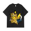 275 GSM Gewaschene T-Shirts 100% Baumwolle Pokemon V25 Pikachu Leo Print Unisex Schweres Baumwoll-T-Shirt