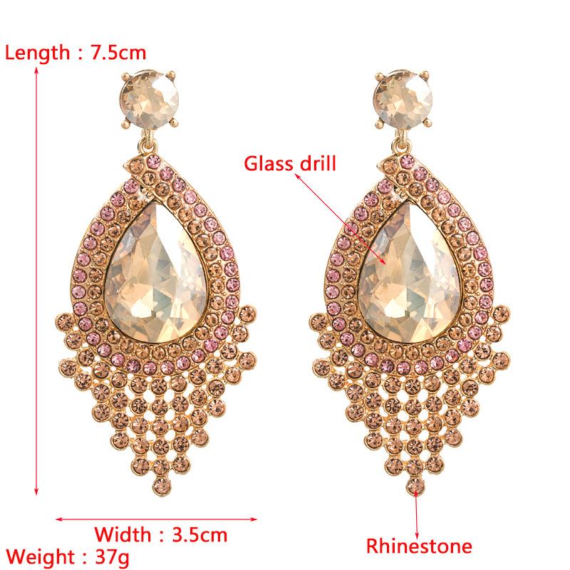 Dámské retro visací náušnice Náušnice s přívěskem ze slitiny titanu Akrylové sklo Křišťálový listový tvar Geometrické náušnice