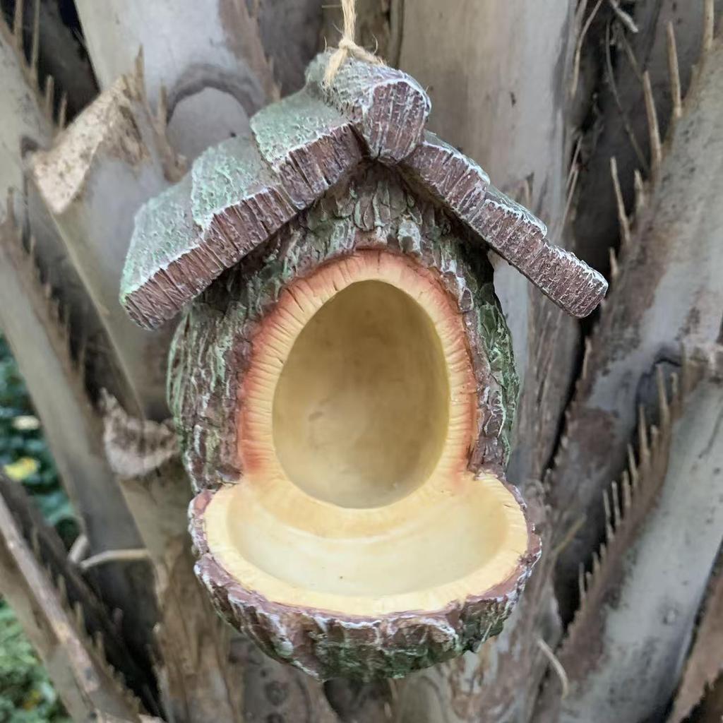 Resin Tree Stump Birdhouse & Feeder Garden Decoration