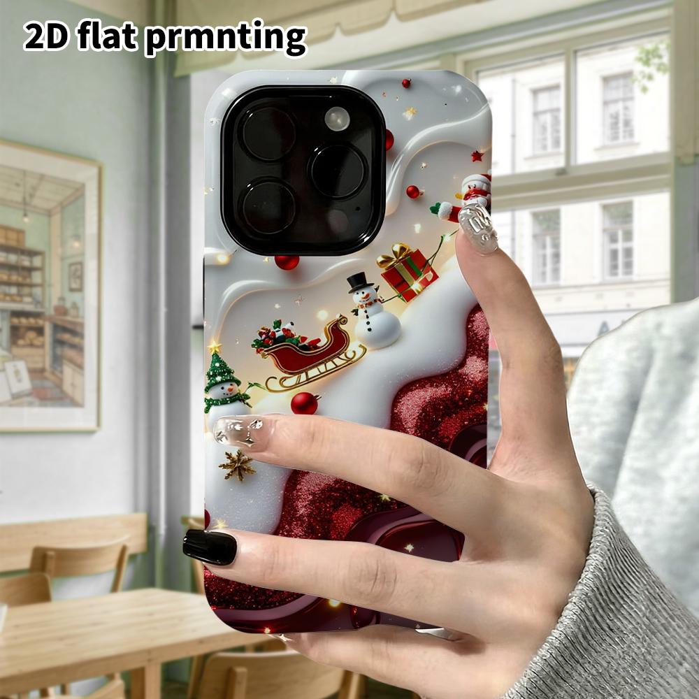 Phone Case: 2D Flat Design Suitable for iPhone 18 17 16 15 14 13 Pro Film Protective Case, Couple Style, Christmas Fluid, Christmas and Halloween Holi