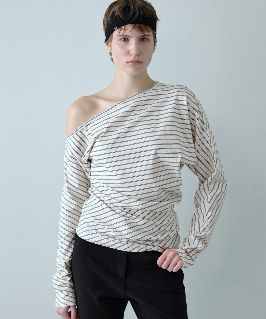 Simeteuligpeosenteu Striped Unbalance Top / White