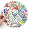 50 Sheets Vibrant Floral Cartoon Plant Stickers - INS Style Retro Journal Material
