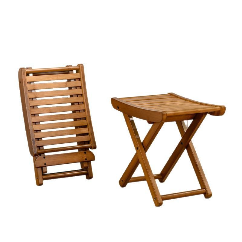 Portable Folding Bamboo Shower Stool - Spa-Style Foldable Bath Seat for Showering, Shaving, & Sauna Use, Natural Bamboo Design