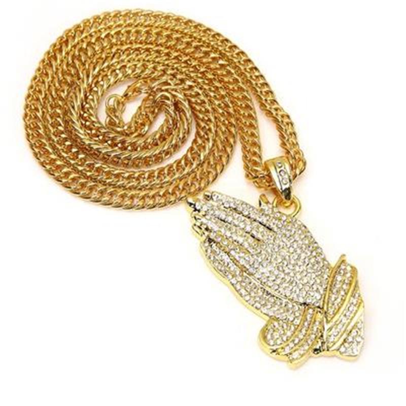 Buy Hip Hop Iced Out Praying Hands Gold 