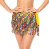 New Belly Dance Layer Sequins Skirt Tassel Chain Belt Wrap Party Club Indian Latin Hula Dancer Dress Performance Hip Waist Scarf