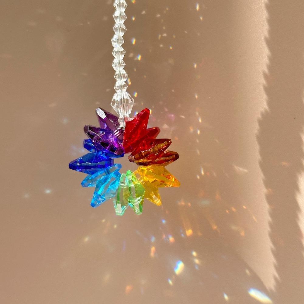 Crystal Prism Pendant Metal Hanging Decor Creative Wind Chimes Window