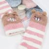 Soft Coral Fleece Sweet Knee Socks Winter Warm Girl Women Cute Cartoon Animal Stockings Striped Cozy Thigh High Christmas Gift