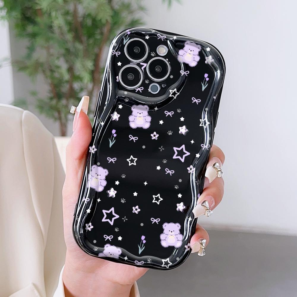 Cartoon Pattern Cream Texture Casing Wavy Edge Soft Silicone Cover Phone Case for OPPO Reno Realme OnePlus Vivo