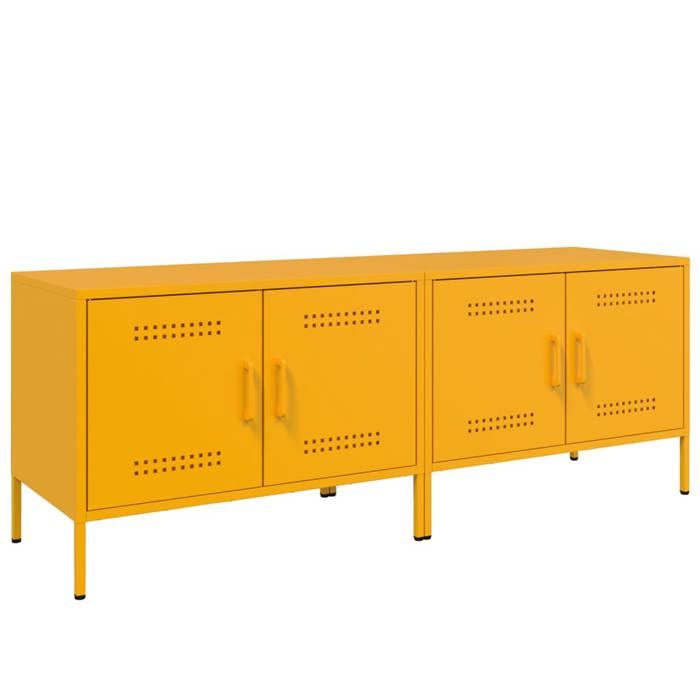 VidaXL Meubles TV 2 pcs jaune moutarde 68x39x50,5 cm acier, support TV, buffet TV, meuble multimédia, banc TV, armoire hifi, 842941