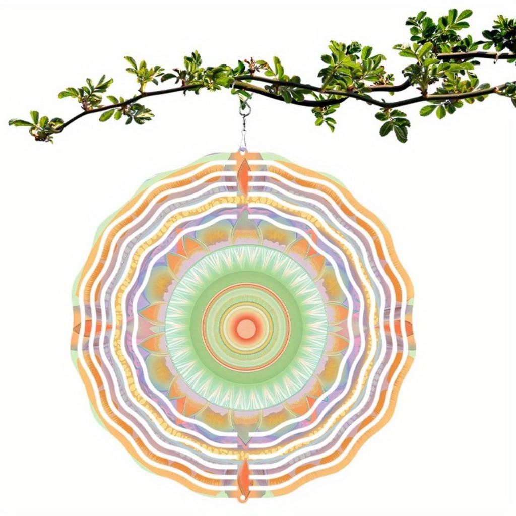 10 Zoll Böhmisches Mandala Windspiel Metall Gartendekor mit 360° drehbarem Haken Keine Batterie erforderlich Perfektes Geschenk für Außen Terrasse Hof