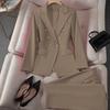 Kvinnodräkt Vår Höst Långa Ärmar Rever Krage Blazerjacka Vida Byxor Arbete Kontor Business Casual Kläder Byxdress