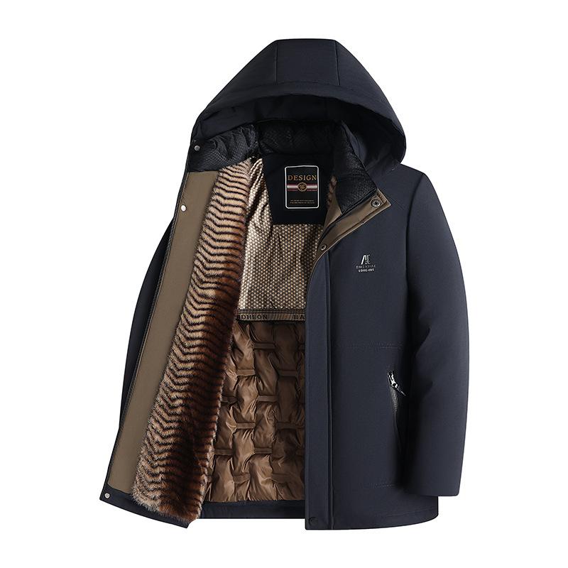 Neuer Winterstil Zobel Samt Parka Papa Kleidung Mittelalter Herrenjacke Plus Futter Baumwolljacke