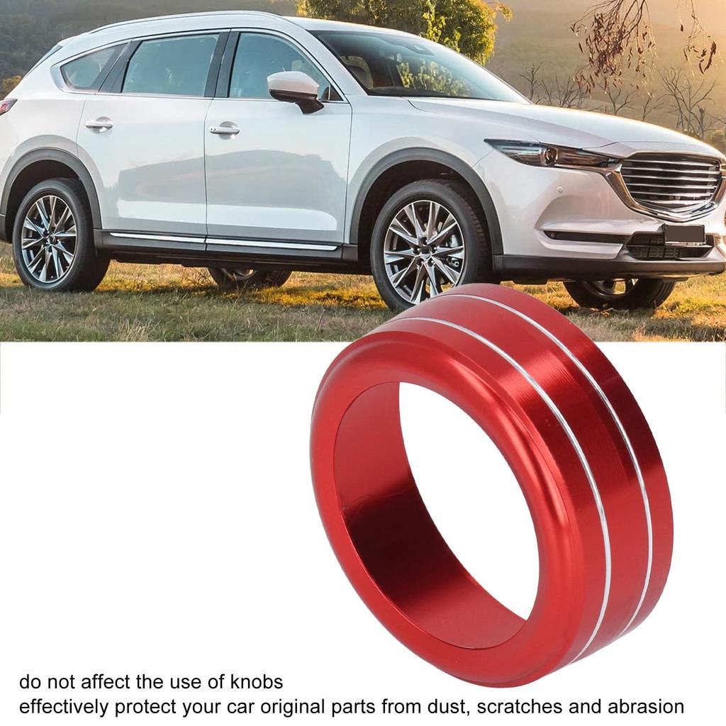 3pcs AC Switch Knob Ring KIMISS Aluminum Alloy Air Conditioner Switch Cover Trim Red Center Console Interior Accessories for Mazda 3 6 Axela CX-5