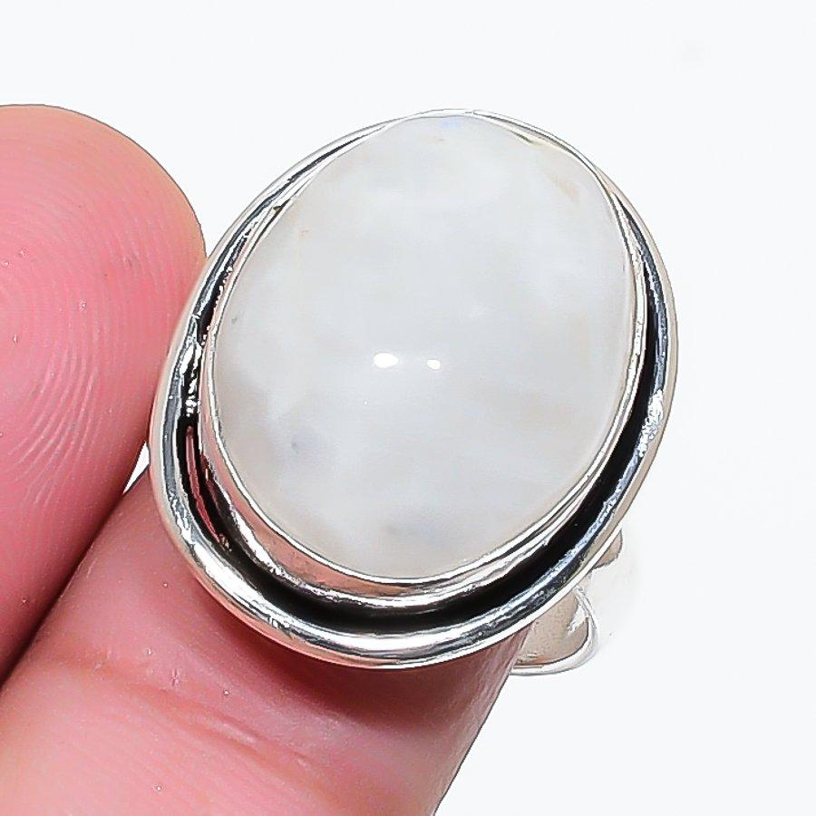 Natural Moonstone Gemstone Handmade 925 Sterling Silver Jewelry Ring Size 6 AR-17697