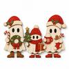 Decorative Ghost Statue for Mantel 3Pcs Wooden Christmas Ornaments with Stable Base Tabletop Holiday Entryway Cabinet Decorations Decor, 2D Flat Cute