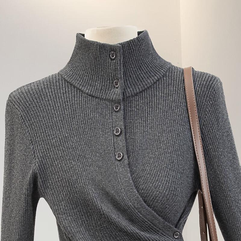Women's Solid High-Neck Slim Fit Knit Top