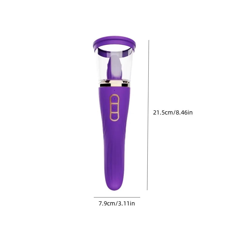 Sucking Tongue Vibrator G-Spot Nipple Clitoris Stimulator 2 in 1 Tongue Vibrating Dildo Female Masturbator Adult Products
