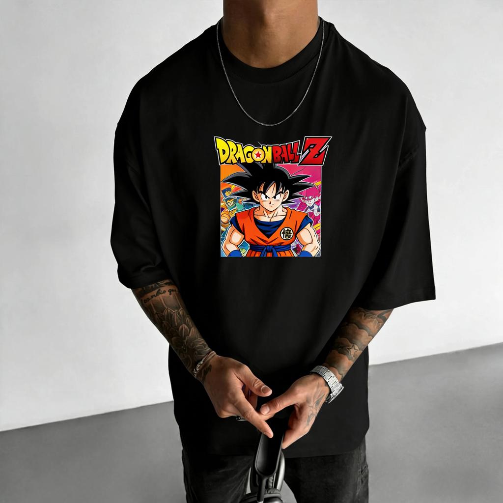 New Dragon Ball Anime Goku Roundneck Shortsleeved 2026 Summer American Mens Loose and Breathable Sports Cotton Tshirt