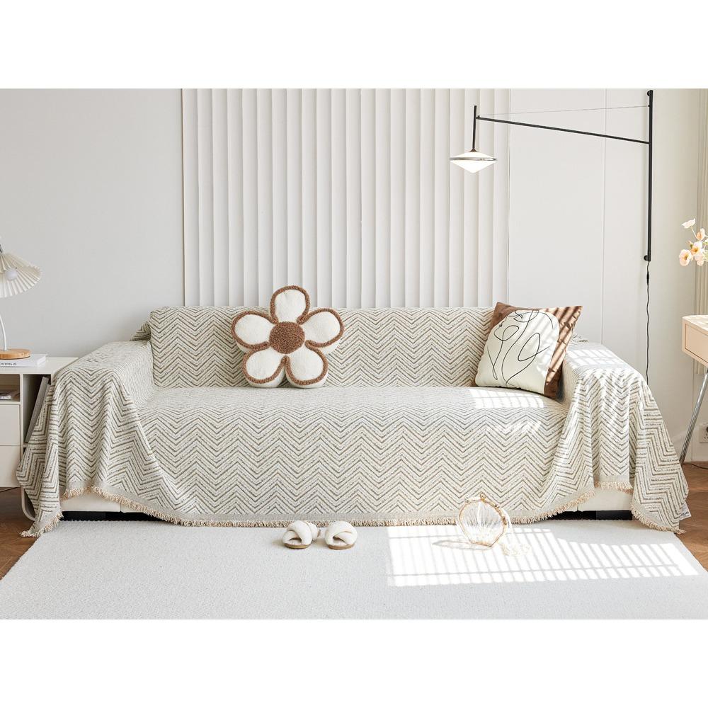 Herringbone Pattern Sofa Towel Cover Cloth Four Seasons Universal Full Covered Tassel Cover Blanket Cover Towel High-Grade Chenille