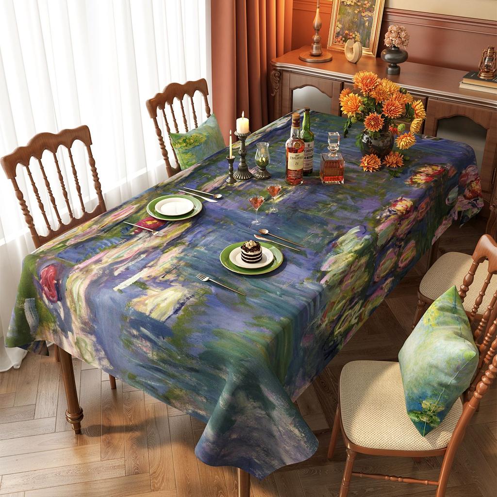Van Gogh-Style Oil Painting Tablecloth: Waterproof, Grease-Resistant, No-Wash, Light Luxury, High-End Artistic Rectangular Dining Tablecloth