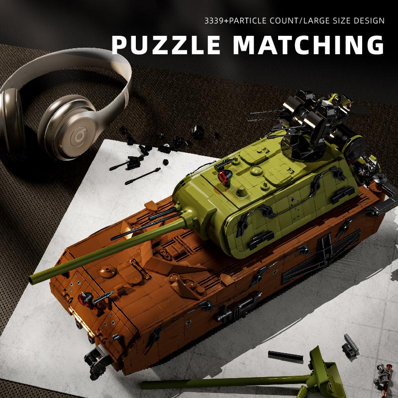 1:28 Armored Vehicle Panzer VIII Maus Tanks Building Toys War Military MOC Building Blocks Sets Adult Holiday Gifts 3300+Pcs