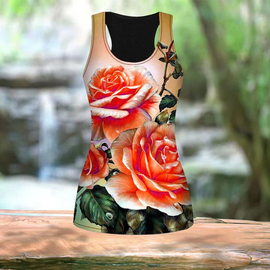 3D Pink Rose Print Women Workout Yoga Gym Printed Summer Sport Shirts Plus Size Vests