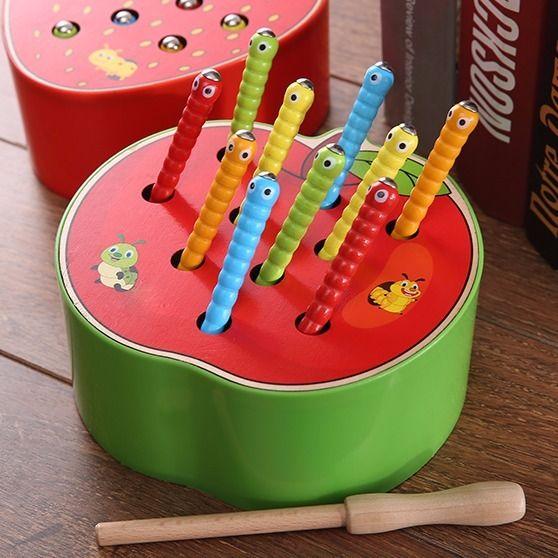 Infants and Children6-12Month Educational Magnetic Fishing Catch Bugs Game Montessori Wooden Toys Early Education1-3Years
