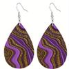 Abstract Purple Water Flow Pattern PU Leather Earrings  Lightweight Earrings Trendy Female Earrings Fashion Earring Jewelry for  Parties Gifts