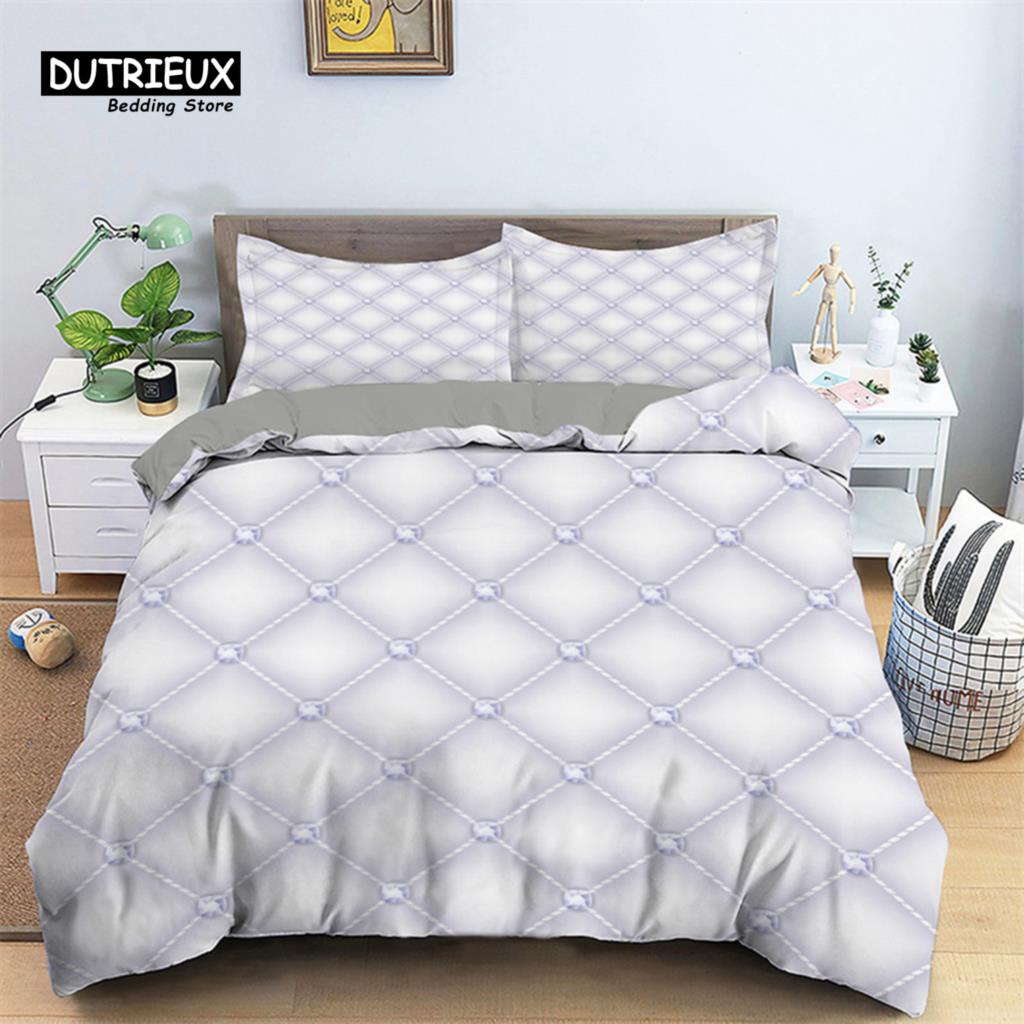 Luxuriöser Geometrischer Bettbezug Mikrofaser Diamant Bettwäscheset Abstraktes Muster Bettdeckenbezug King Queen Für Mädchen Erwachsenen Schlafzimmer