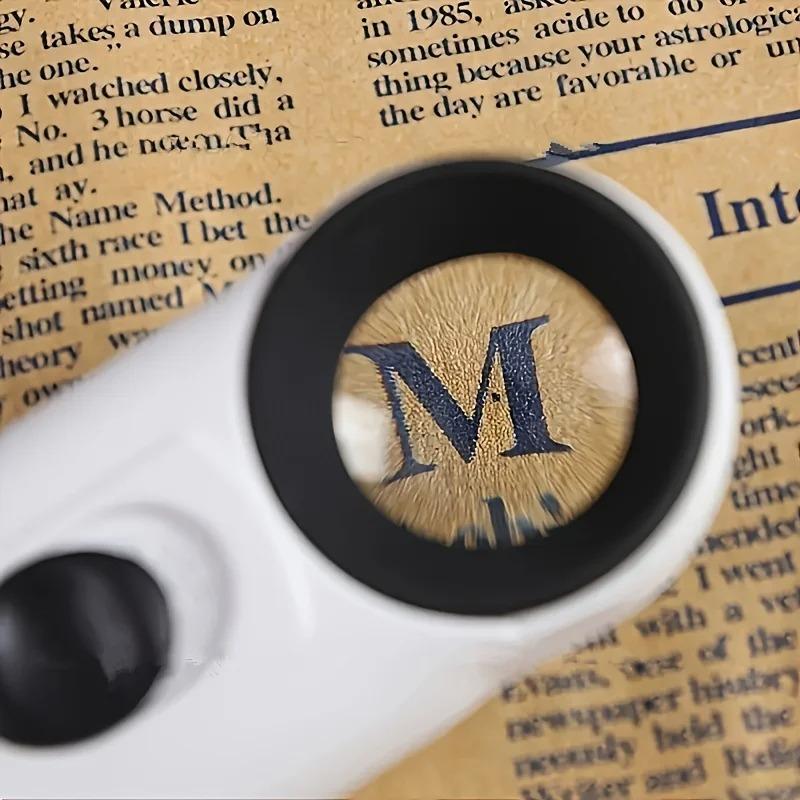 40X Handheld Magnifier With Two LED Lights For Jewelry Identification Diamond Jade HD Magnifying Glass