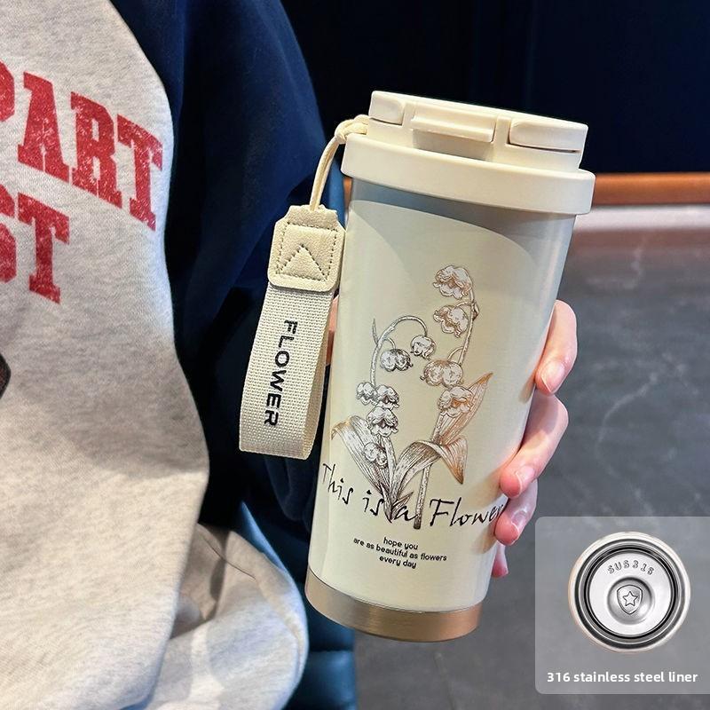 Insulated Mug With Ceramic Liner And Durable Stainless Steel Design For Gift White Stainless Steel
