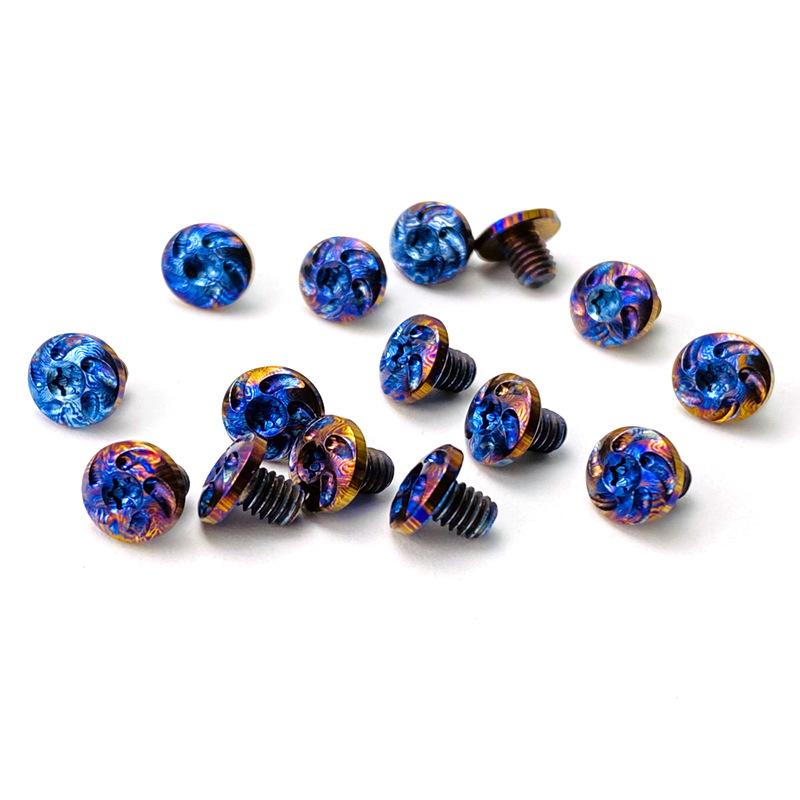 2pcs Timascus CNC Custom Damascus Titanium Knife DIY Making Accessories M4 Screws T10 Torx Half Round Head Button Spindle Nail Rivet